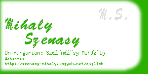 mihaly szenasy business card